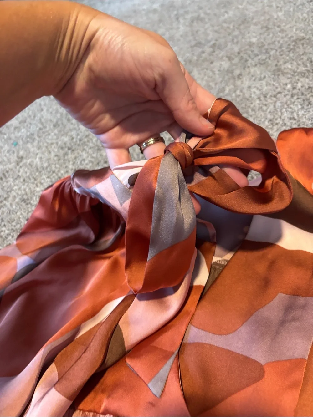 DR2 Abstract Multi-Color Flow Satin Blouse - Picture 4 of 4